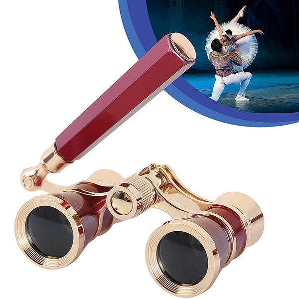 Red Elegant Theatre Binoculars Portable & Stylish Handheld Opera Glasses (Focal Length: 300Mm) Binoculars & Monoculars