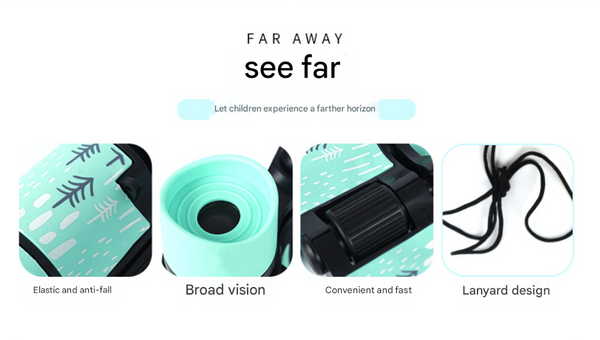 Elosung 2 Pcs Blue Kids Binoculars Rubber Grip Tree Pattern Binoculars & Monoculars