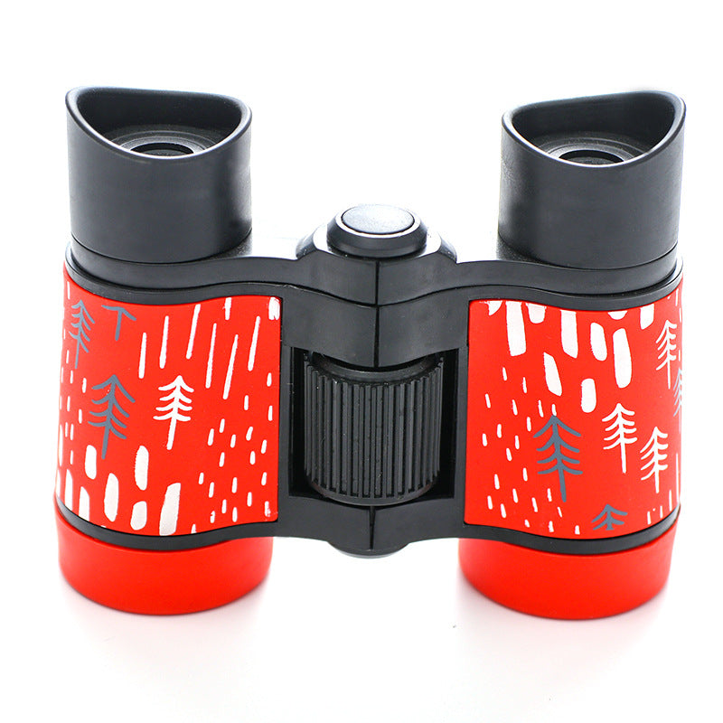 Elosung 2 Pcs Red Kids Binoculars Rubber Grip Tree Pattern Binoculars & Monoculars