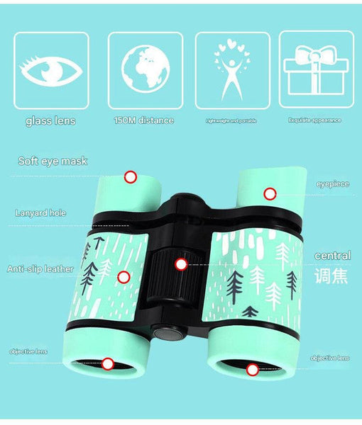 Elosung 2 Pcs Red Kids Binoculars Rubber Grip Tree Pattern Binoculars & Monoculars