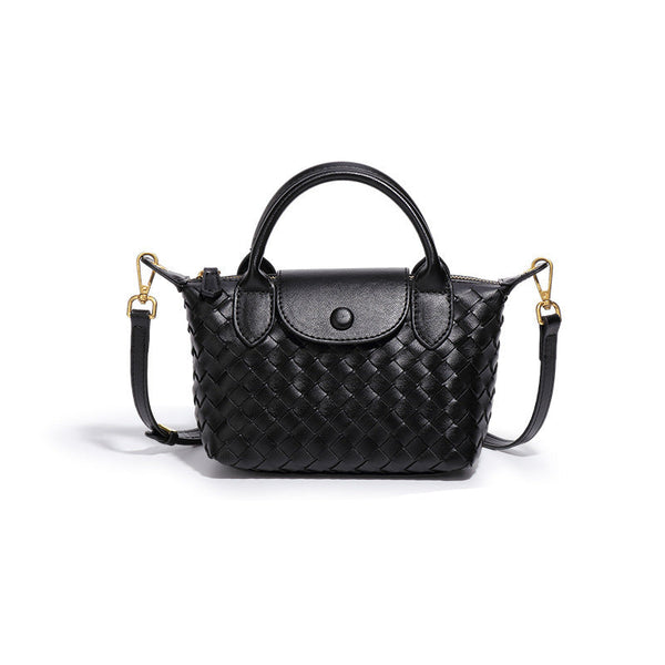 Black Woven Shoulder Bag Stylish Dumpling Bag, Simple And Versatile Crossbody For Women Women's Bags & Handbags