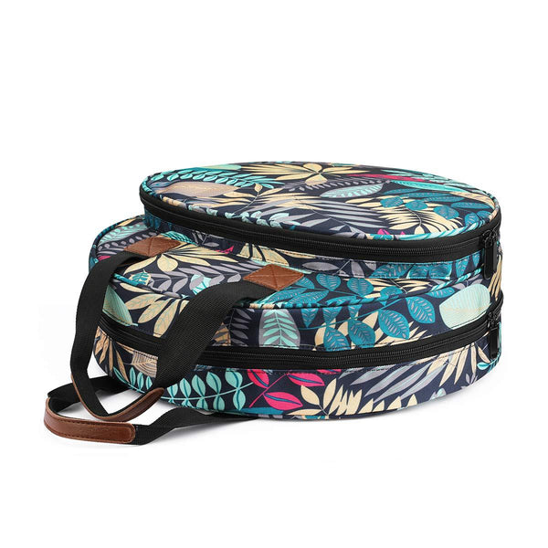 Blue Leaves Multi Compartment Embroidery Bag Keep Your Projects Organized Women's Bags & Handbags