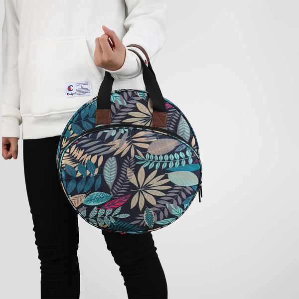 Blue Leaves Multi Compartment Embroidery Bag Keep Your Projects Organized Women's Bags & Handbags