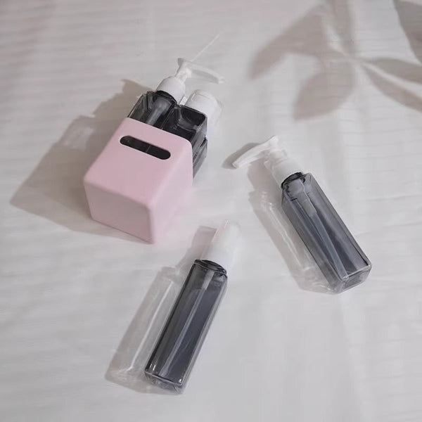 2Pcs 4 In 1 Travel Dispenser Set Leakproof Reusable Bottles For Toiletries Square Other Travel Accessories