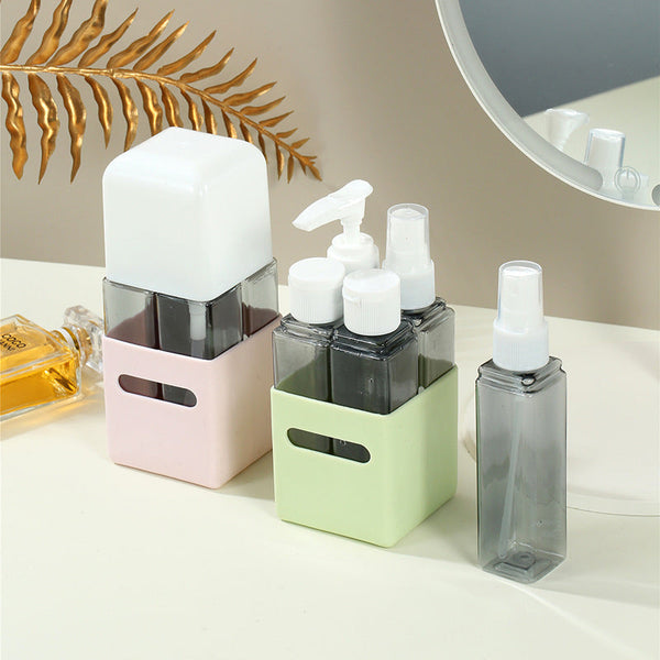 2Pcs 4 In 1 Travel Dispenser Set Leakproof Reusable Bottles For Toiletries Square Other Travel Accessories