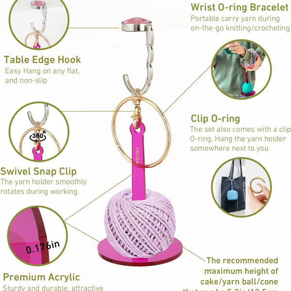 Transparent 2 Piece Acrylic Portable Wrist Yarn Holder Knitting & Crochet Stand Other Crocheting And Knitting