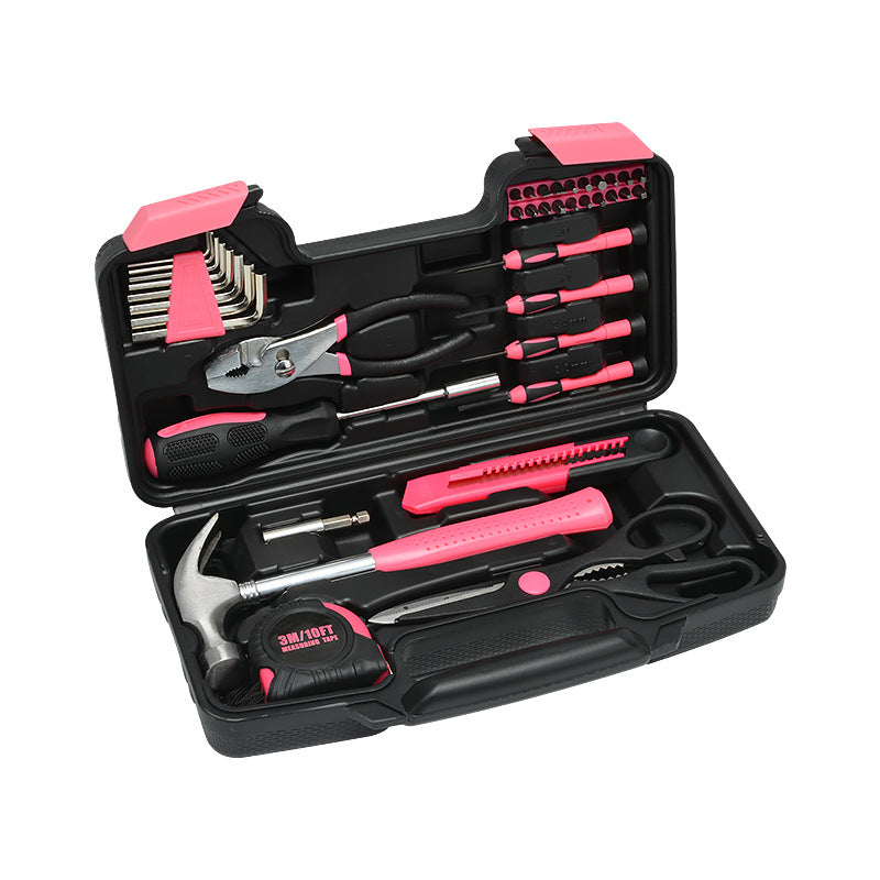 Elosung 39 Piece Home Tool Kit Pink Carbon Steel Hardware Set Hand Tool Sets