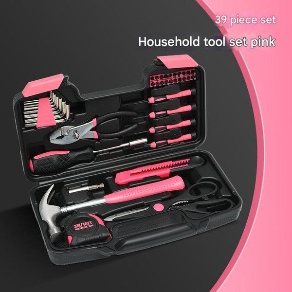 Elosung 39 Piece Home Tool Kit Pink Carbon Steel Hardware Set Hand Tool Sets