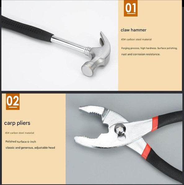 Elosung 39 Piece Home Tool Kit Red Carbon Steel Hardware Set Hand Tool Sets