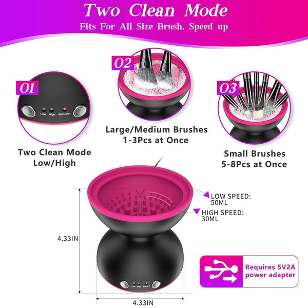 Black Electric Makeup Brush Cleaner Fast & Deep Cleaning Usb Powered Brushes