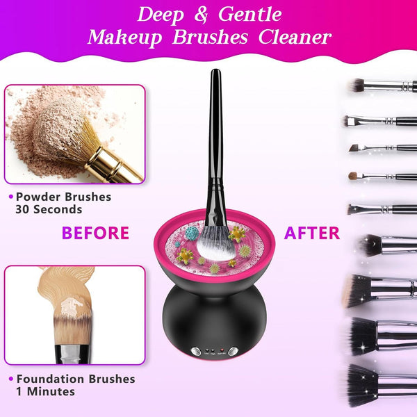 Black Electric Makeup Brush Cleaner Fast & Deep Cleaning Usb Powered Brushes