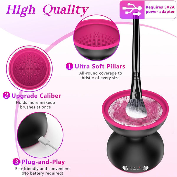 Black Electric Makeup Brush Cleaner Fast & Deep Cleaning Usb Powered Brushes
