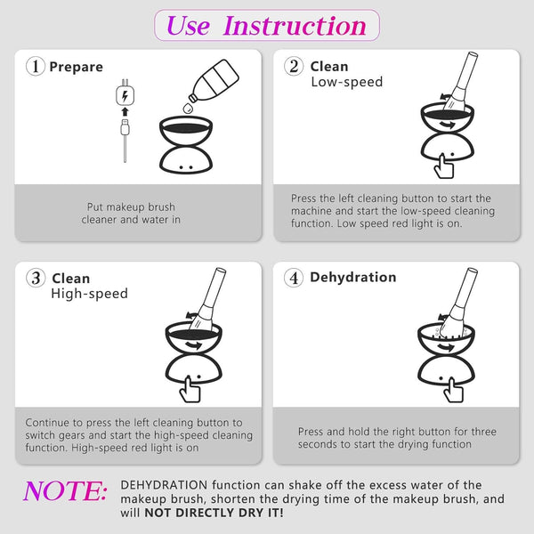 Black Electric Makeup Brush Cleaner Fast & Deep Cleaning Usb Powered Brushes