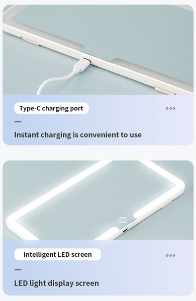 White Double Button Car Sun Visor Makeup Mirror With Led Light Tri Color Touch Control Makeup Mirrors