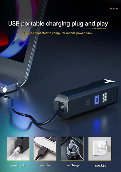 Bike Headlight Rechargeable Led Bicycle Front Light 85A Floodlight (Battery Display Model) Lights & Reflectors