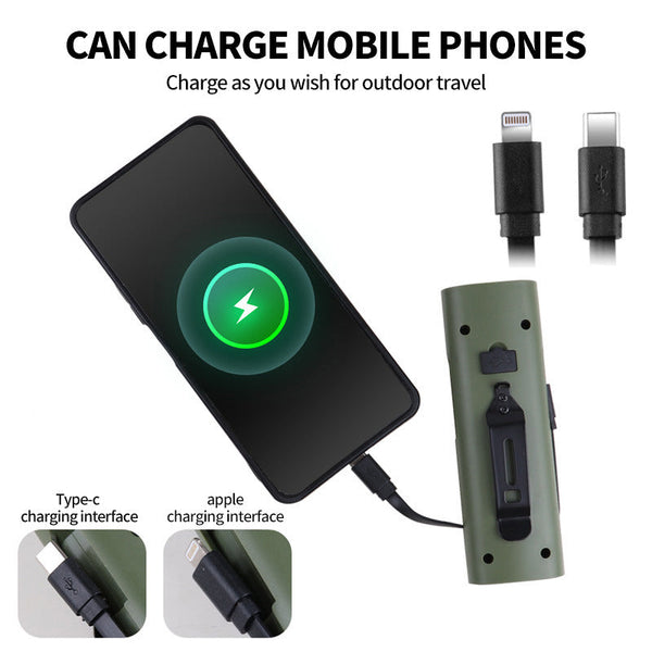 Green Multifunctional Led Bike Light Power Bank Rechargeable Cycling Flashlight Lights & Reflectors