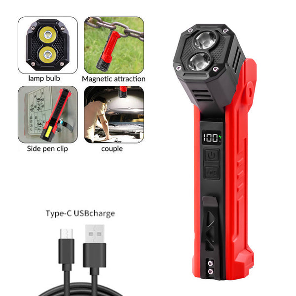 Red Flashlight Car Repair Light Led Work With Magnetic Base And Power Bank Lights & Reflectors