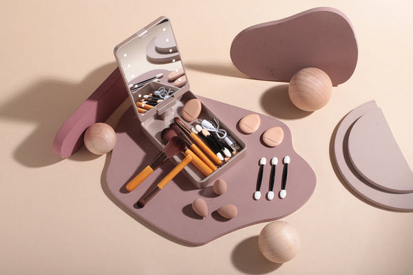Travel Makeup Brush Set With Led Mirror Your Beauty Essentials On The Go Brushes