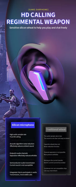 Black Wireless Gaming Bluetooth 5.2 Low Delay 3D Stereo Earbuds