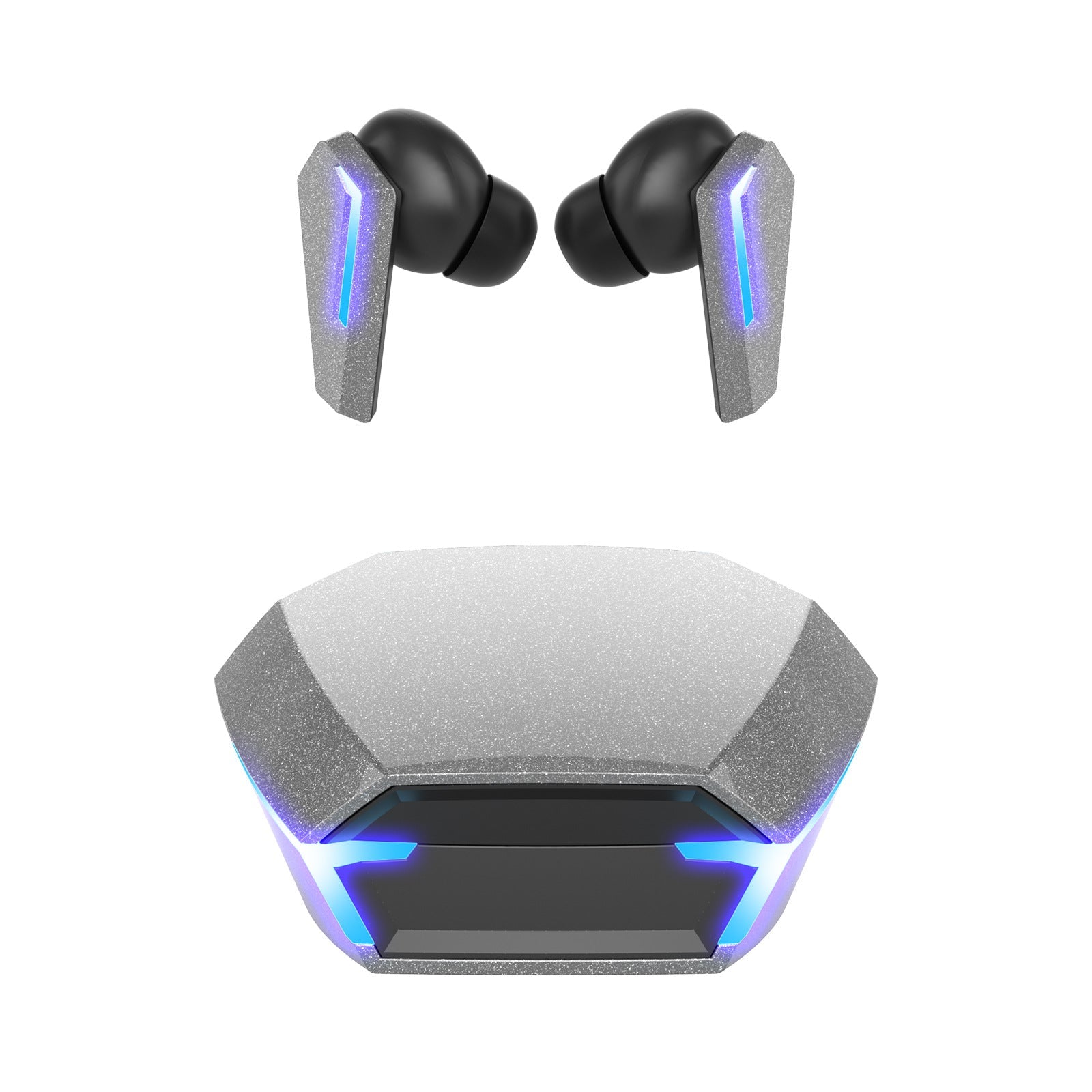 Silver Wireless Gaming Bluetooth 5.2 Low Delay 3D Stereo Sound Quality Earbuds