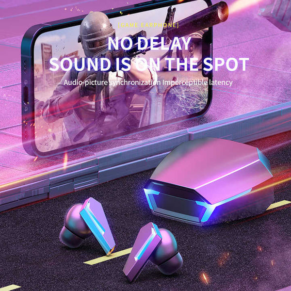 Silver Wireless Gaming Bluetooth 5.2 Low Delay 3D Stereo Sound Quality Earbuds