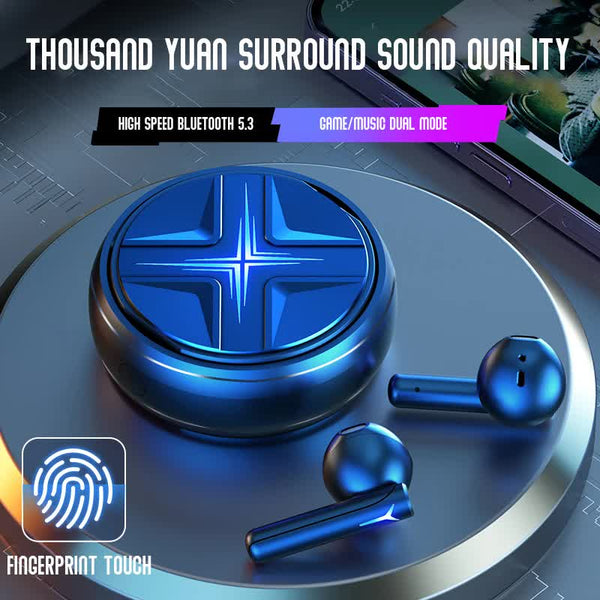 Blue Bluetooth 5.3 Wireless Hi Fi Audio Comfortable In Fingerprint Touch Earbuds