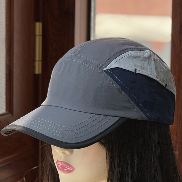 Gray And Blue Sports Cap Quick Dry Breathable Adjustable Fit Hats