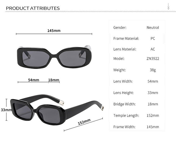 Blue Frame Film 2 Pcs Retro Rectangular For Women & Men Sunglasses