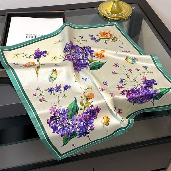 Purple Flowers Women's Silk Scarves Elegant Accessories For All Seasons Scarves & Wraps