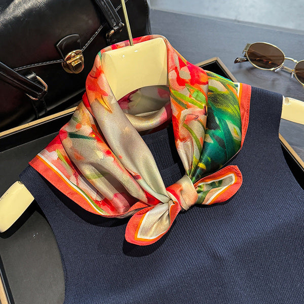 Red Flowers Women's Silk Scarves Elegant Accessories For All Seasons Scarves & Wraps