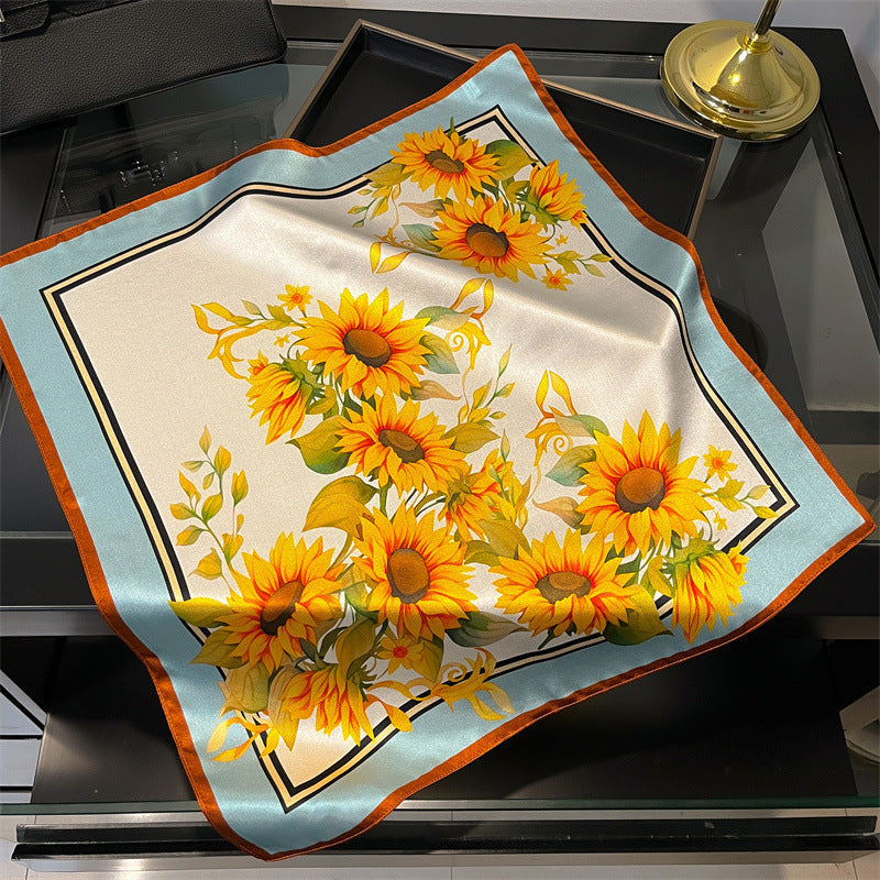 Yellow Sunflower Women's Silk Scarves Accessories For All Seasons Scarves & Wraps