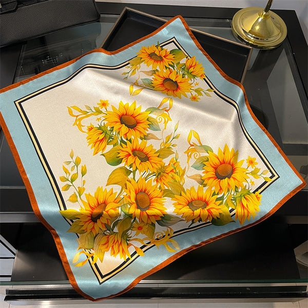 Yellow Sunflower Women's Silk Scarves Accessories For All Seasons Scarves & Wraps