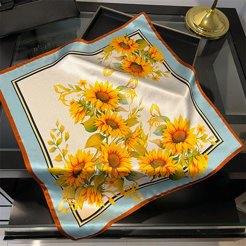 Yellow Sunflower Women's Silk Scarves Accessories For All Seasons Scarves & Wraps