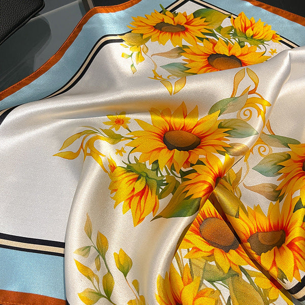 Yellow Sunflower Women's Silk Scarves Accessories For All Seasons Scarves & Wraps