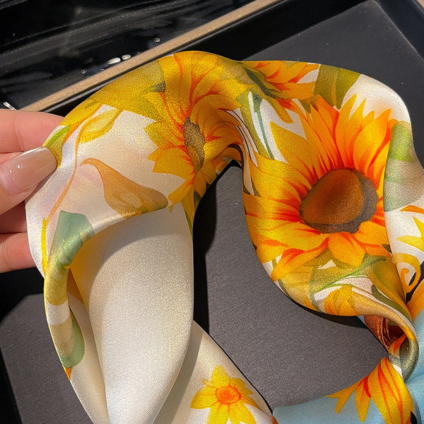 Yellow Sunflower Women's Silk Scarves Accessories For All Seasons Scarves & Wraps