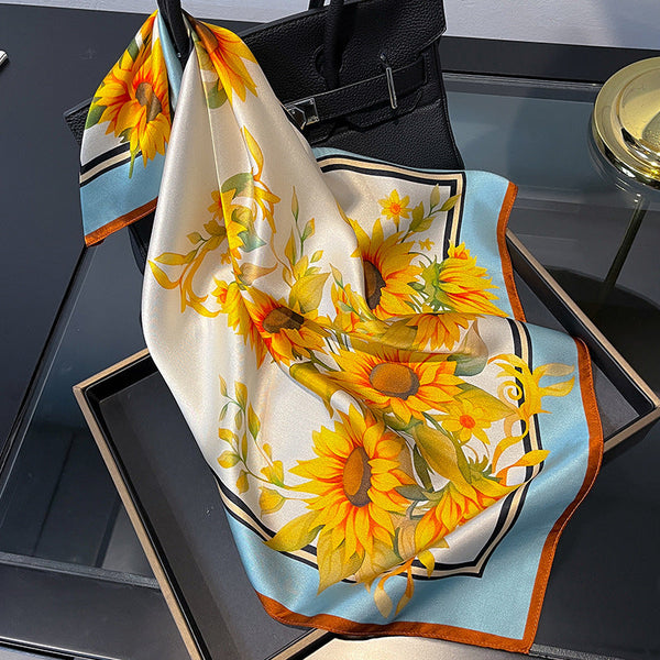 Yellow Sunflower Women's Silk Scarves Accessories For All Seasons Scarves & Wraps