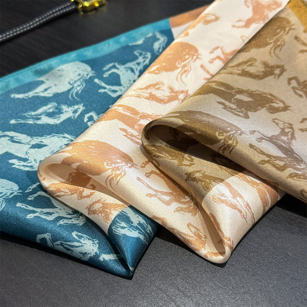 Stitching Horse Pattern Women's Silk Scarves Accessories For All Seasons Scarves & Wraps