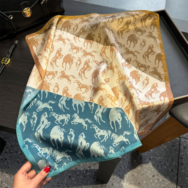 Stitching Horse Pattern Women's Silk Scarves Accessories For All Seasons Scarves & Wraps
