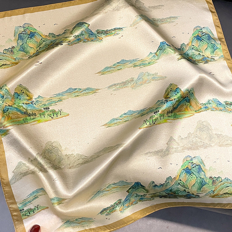 A Thousand Miles Of Rivers And Mountains Women's Silk Scarves Accessories For All Seasons Scarves & Wraps