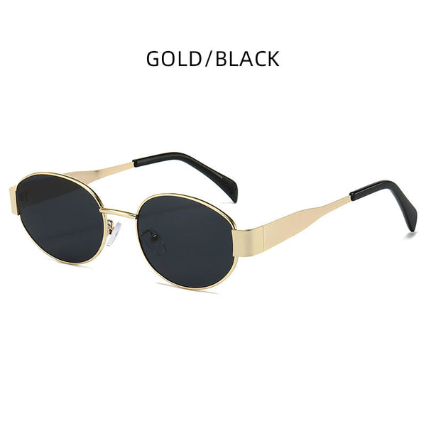 Gold + Black 2 Pcs Retro Oval With Uv Protection For Men & Women Sunglasses