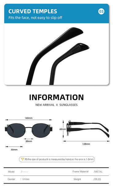 Gold + Black 2 Pcs Retro Oval With Uv Protection For Men & Women Sunglasses