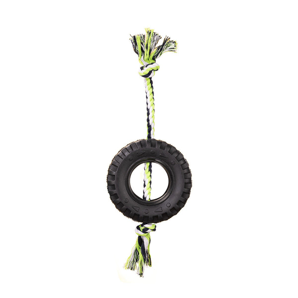 Green Interactive Tire Rope Dog Toy Heavy Duty Chew For Dental Health & Play Dog Toys