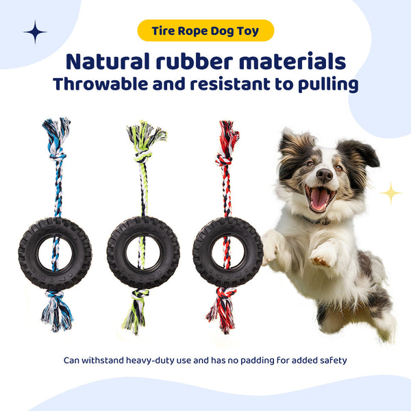 Green Interactive Tire Rope Dog Toy Heavy Duty Chew For Dental Health & Play Dog Toys