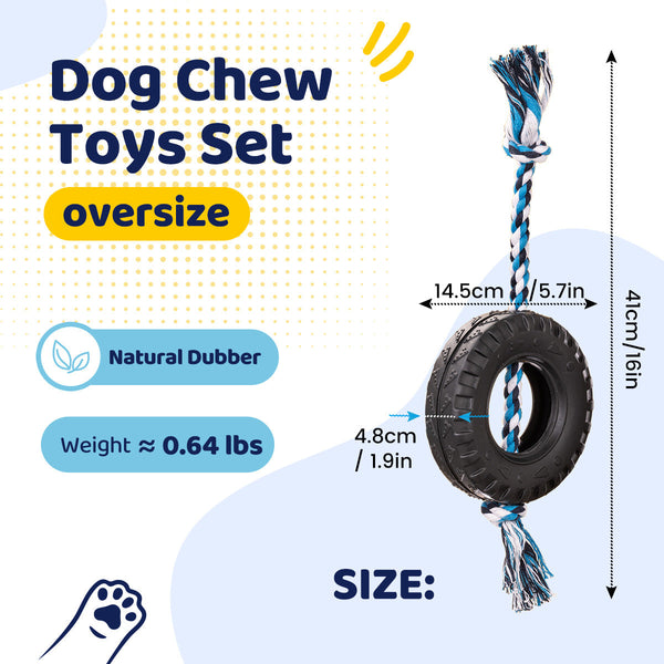 Green Interactive Tire Rope Dog Toy Heavy Duty Chew For Dental Health & Play Dog Toys