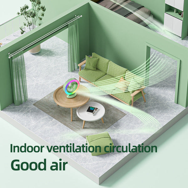 White Rgb Desktop Fan Usb Rechargeable 3 Speed 180A Adjustable Led Light Portable Fans