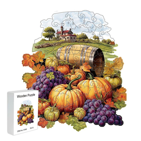 Purple Grapes Thanksgiving Wooden Puzzle Vegetable Fruit Design Home Decor Educational Toy Puzzles