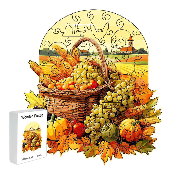 Thanksgiving Puzzle Basket With Fruit And Vegetable Design For Home Education Puzzles