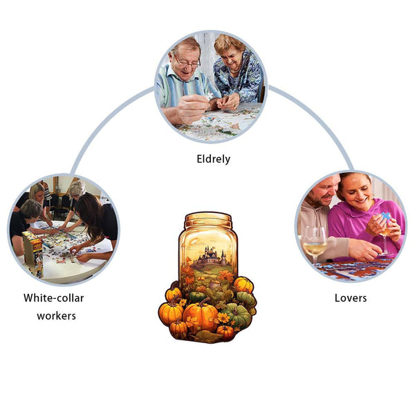 Elosung Harvest Pumpkins Wooden Puzzle Vegetable And Fruit Design Home Decor Educational Toy Size L Puzzles