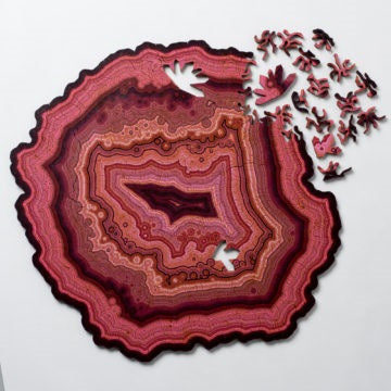 Red Algorithmic Agate Jigsaw Puzzle 164 Unique Wooden Pieces Puzzles