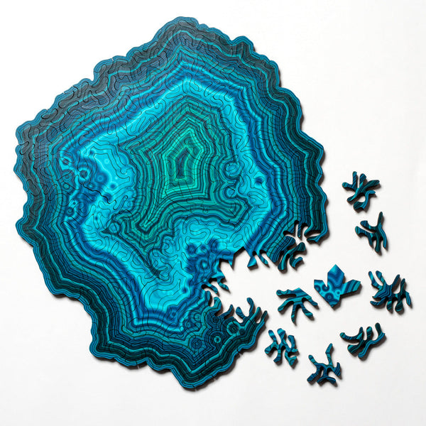 Green Algorithmic Agate Jigsaw Puzzle With 164 Unique Wooden Pieces Puzzles